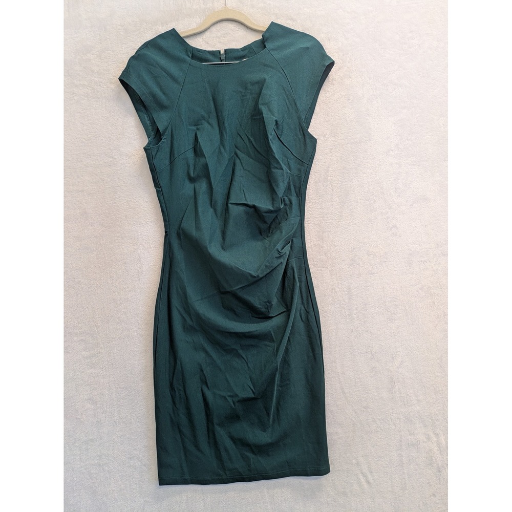 MuxxN Boutique Women Emerald Green Cap Sleeve Ruched Sheath Dress Size M‎